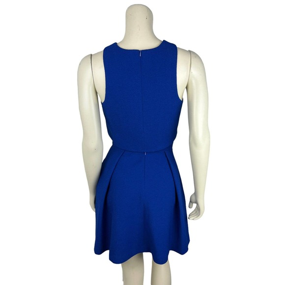 Black Halo Blue 2 Pc Mini Dress 0 Sanibel Skirt Set Pockets Crop Top Pleated - Picture 4 of 12